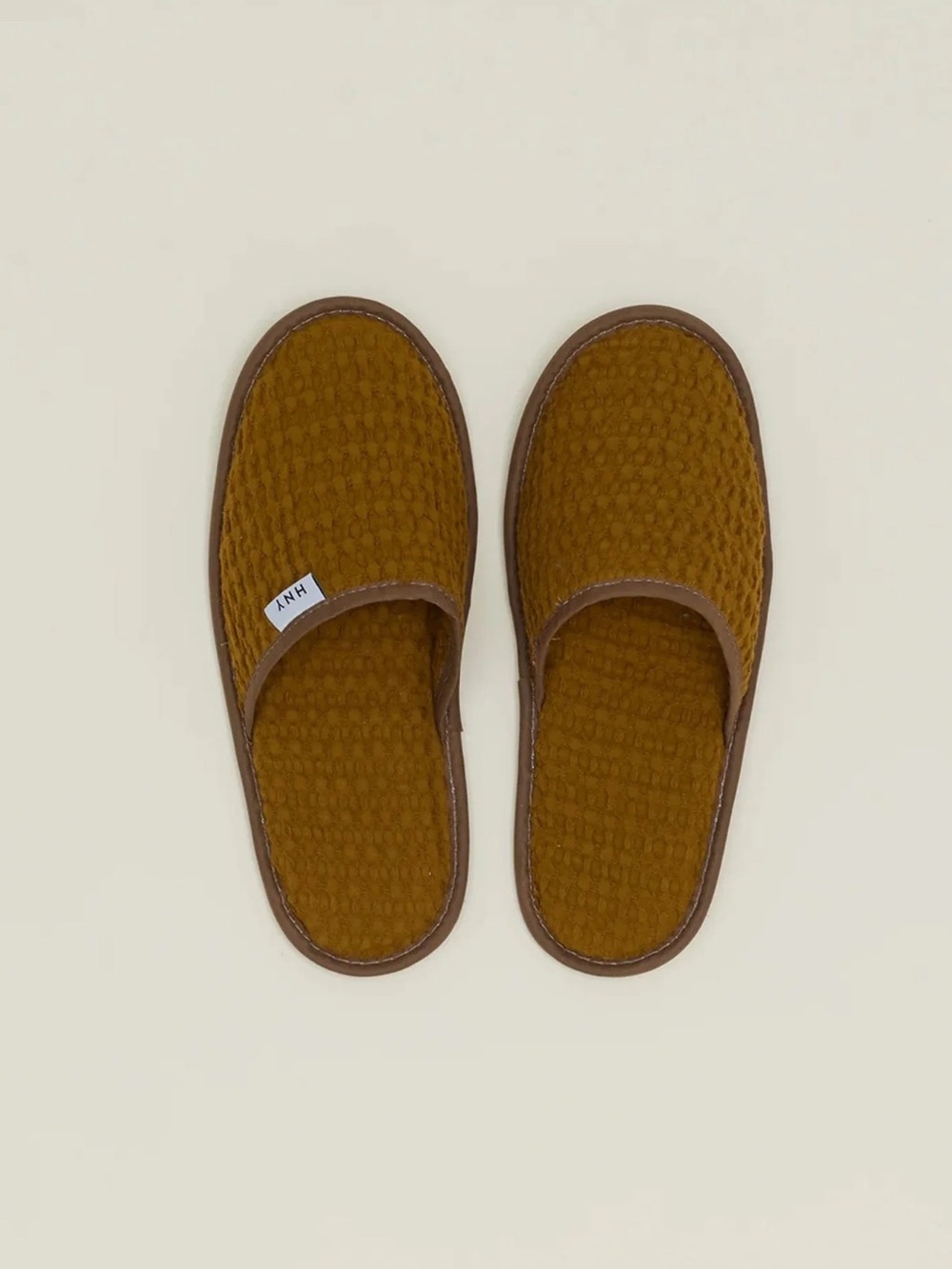 HAWKINS NEW YORK SIMPLE WAFFLE SLIPPERS BRONZE‎ 100% COTTON RUBBER SOLE PORTUGAL